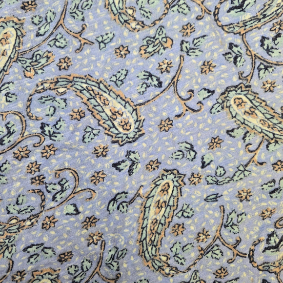 Y2K Lucky Brand Powder Blue Paisley Cap Sleeve V Neck Boho Blouse Size Medium - Picture 5 of 8